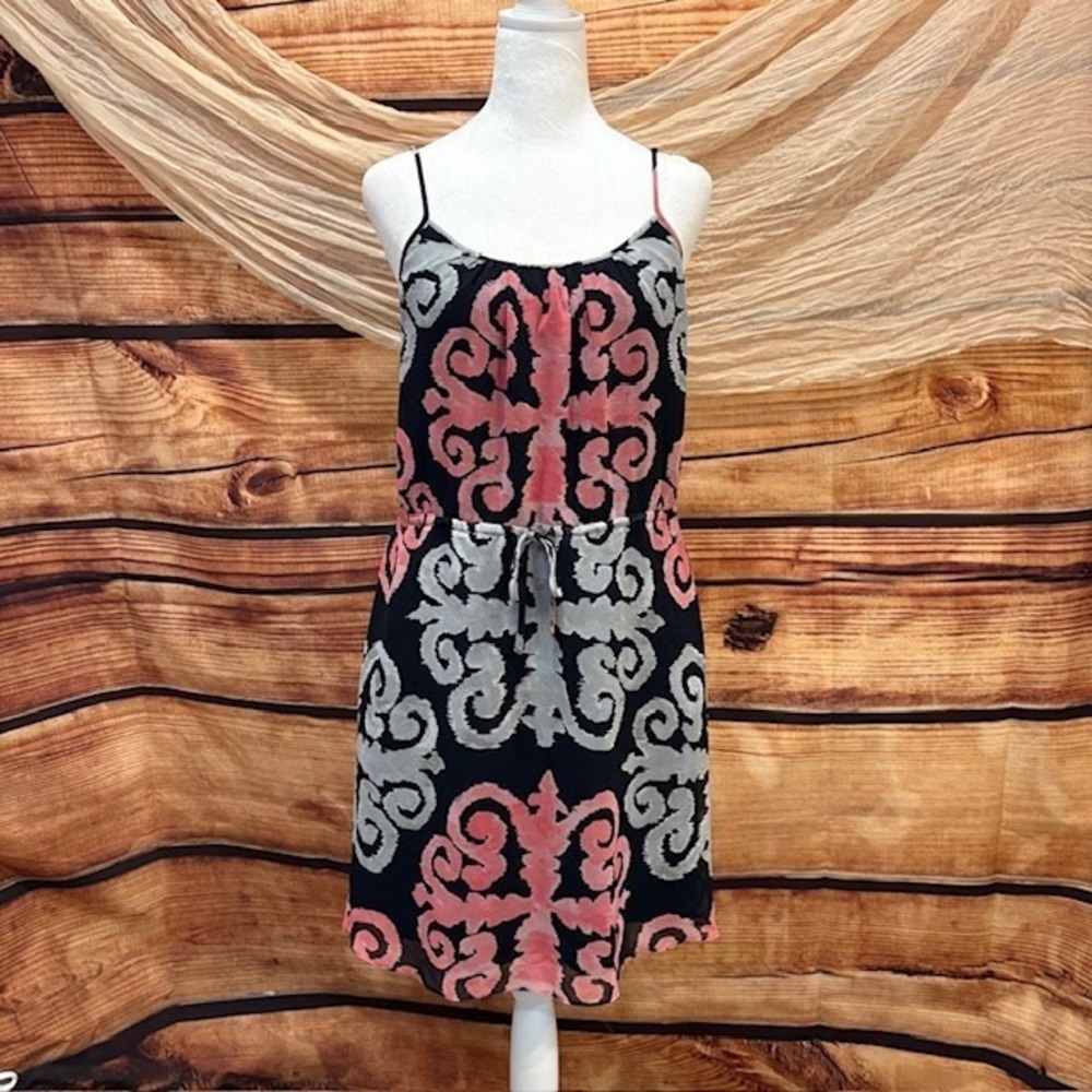 Banana Republic  Milly Collection Sleeveless Dress Navy Pink Tie Waist Sz 2 NWOT